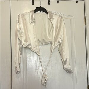 Elegant White Satin Crop Top